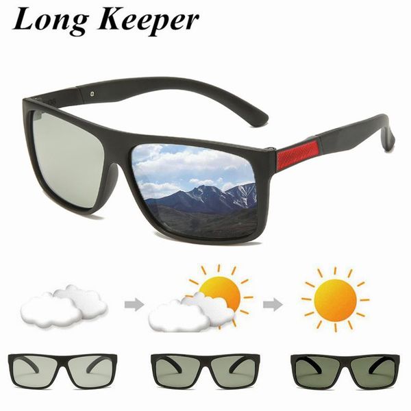 

classic polarized pchromic sunglasses men square driving sun glasses male chameleon glasses driver tr90 goggles uv400, White;black