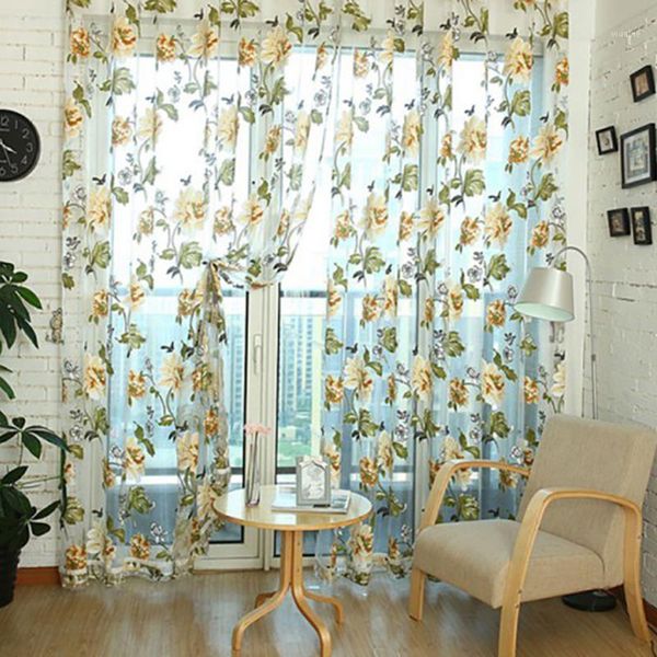 

chiffon floral tulle voile window curtain drape panel sheer scarf valances 321