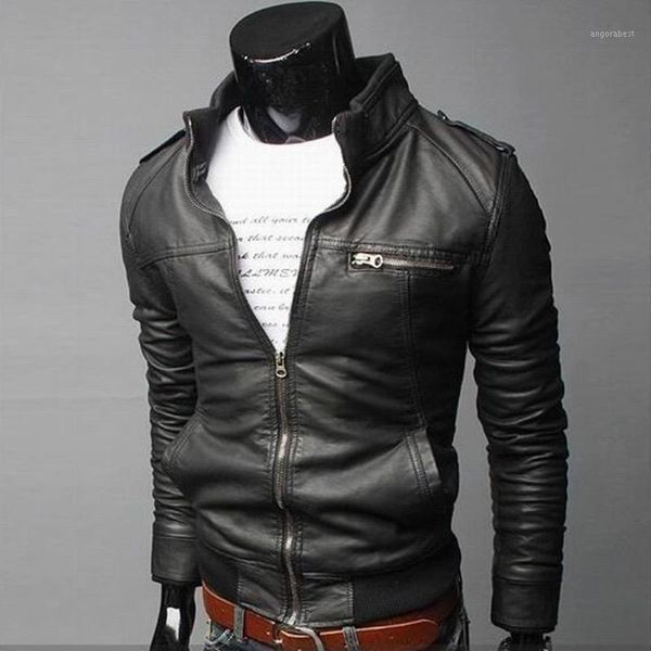 

men leather jacket men's stand collar coat spring autumn casual slim pu jacket male moto biker coats outerwear motorcycle coat1, Black;brown