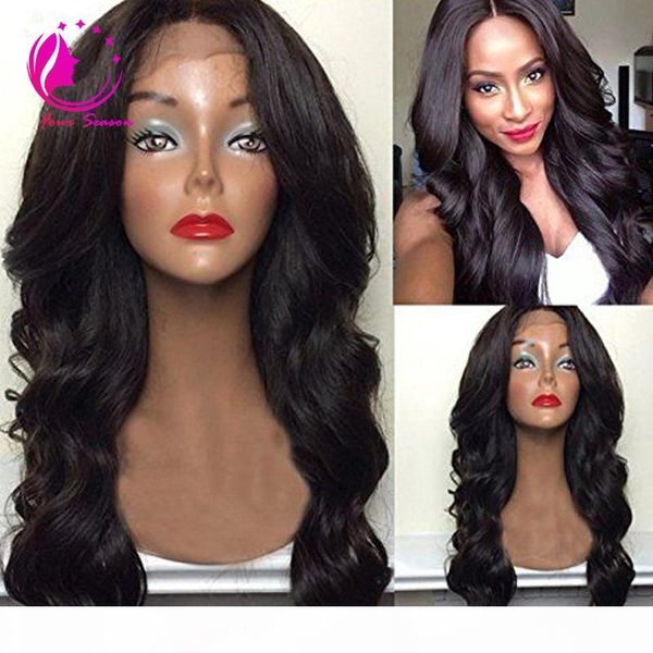 

100% real unprocessed human hair wig with baby hair brazilian virgin glueless body wave full lace wig lace front wig, Black;brown