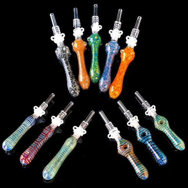 Glas-Nektarsammler mit 10-mm-Verbindung, Quarzspitzen, Dab-Stroh, Bohrinseln, Silikon-Pfeife, Glaspfeife, Rauchzubehör, Dab-Rig