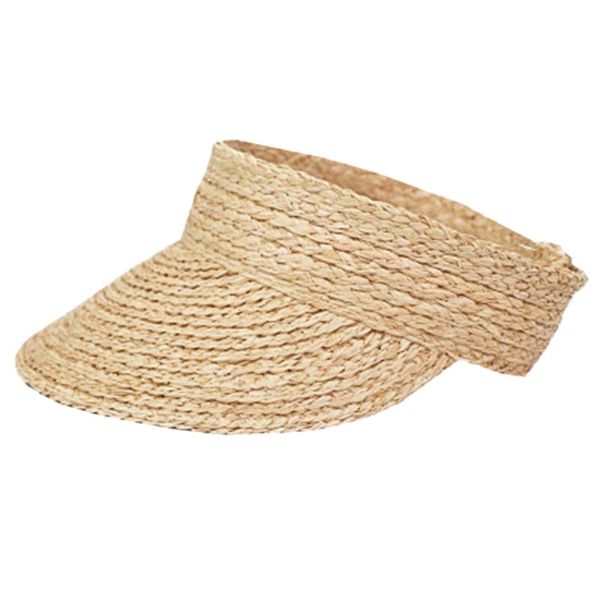 

ladies anti-uv roll up sun visor hat women straw raffia sun visor caps, Blue;gray