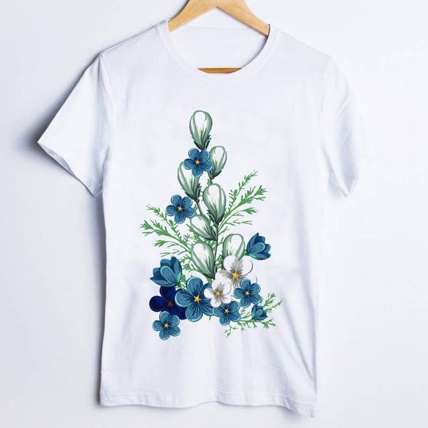 

tees for women print short sleeve spring autumn floral flower printing ladies t shirt clothes lady clothing female t-shirt, White