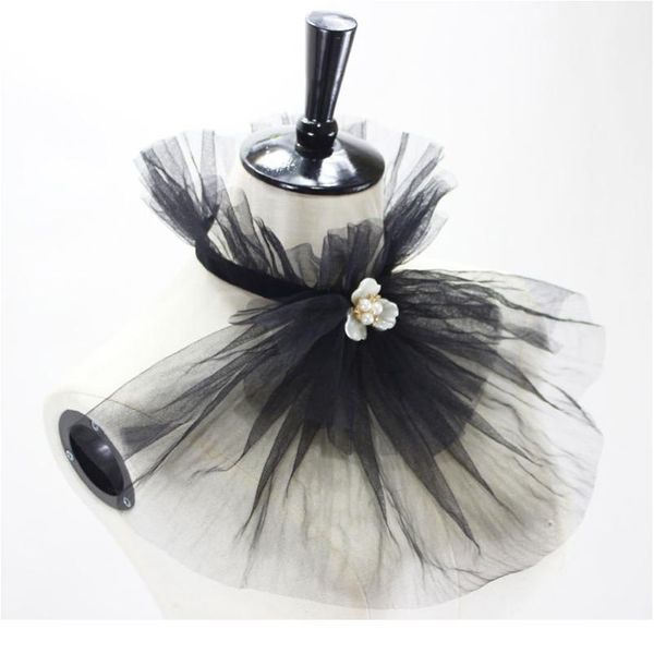 

vintage net mesh stand fake collar imitation rhinestone wrinkled neck ruffs tie y5gc vin qylnfq, White