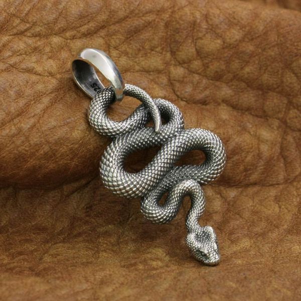 

925 sterling silver high details snake pendant fashion punk pendant ta219