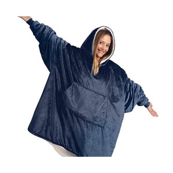 

winter outdoor hooded pocket blankets warm soft hoodie slant robe bathrobe sweatshirt pullover fleece blanket with sleeves