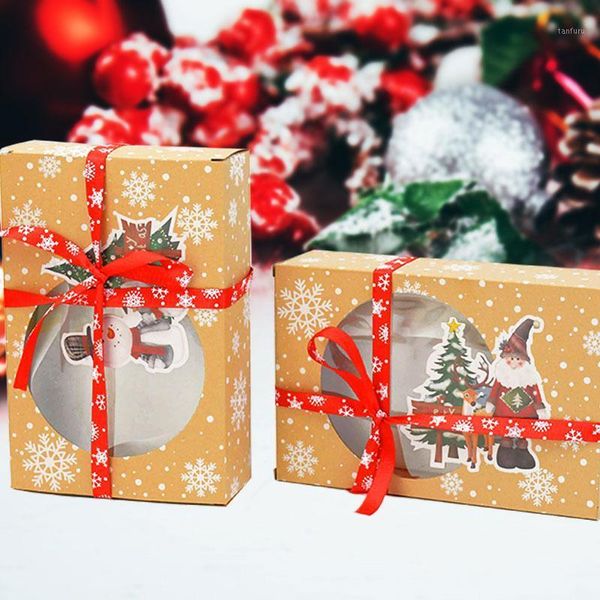 

2pcs/lot kraft paper gift box santa claus snowman cookie box for new year party supplis christmas packaging navidad xmas1