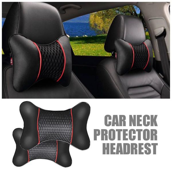 

2pcs car neck pillow puleather car seat pillow headrest neck rest vehicular seat headrest interior accessories