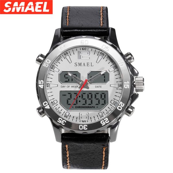 

smer sport men's watch multi function timing waterproof luminous fashion electronic watch, Slivery;brown