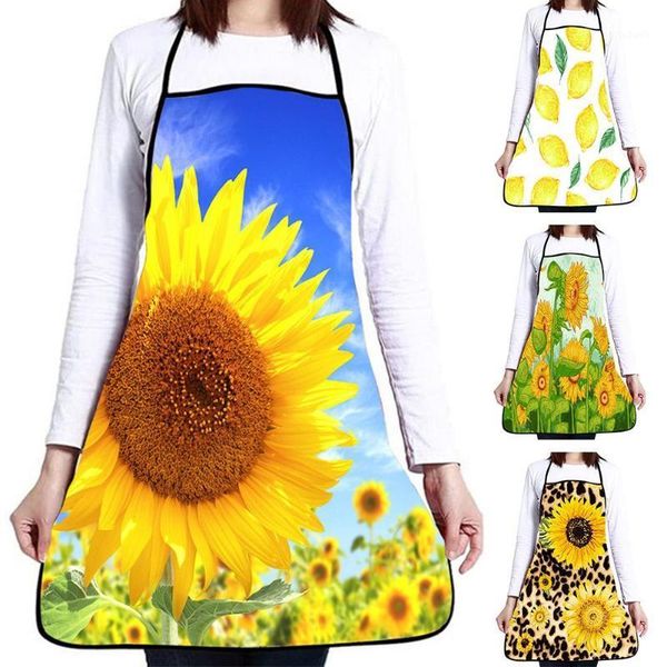 

sunflower print women oil water proof home kitchen restaurant cooking work baking cleaning apron1