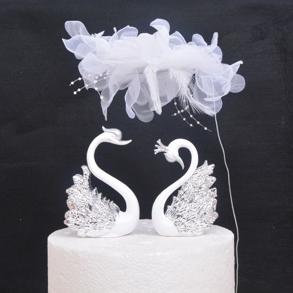 

0zt9b baking decoration gauze pearl decoration flower pearl cake table gauze cake feather plug-in dessert girl dress ejxhb