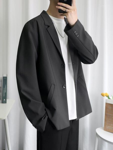 

men's wear tide koean casual suit coat autumn stylish loose simple long sleeve black blazers wedding hommes blazers suits by50xz1, White;black