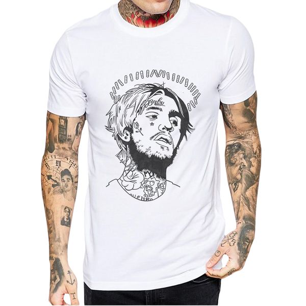 

new fashion white basic short sleeve casual tee hipster lil peep printing mens funny hooded sweatshirt hoodie men t shirt