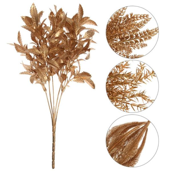 

decorative flowers & wreaths 1pc christmas simulation flower leaf gold silver faux plant decor wedding party decoration gift box adornment h