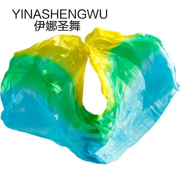 

new 100% silk belly dance veils belly dance practice performance silk veils turquoise+green+yellow1, Black;red