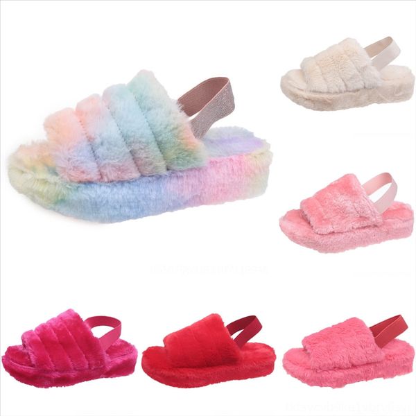 

s2mh lazy casual hairy slippers cat flat slippers women plush fur slides home open toe new indoor comfort plush slipper house shoes woman, Black