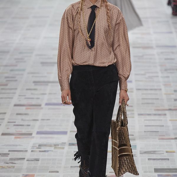 

spring track new classic style retro printing polka dot lead long black shirt temperament suit pants 0i3z, White