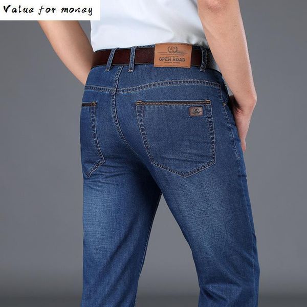 

summer and spring jeans men's loose straight business pants kg-714, Blue