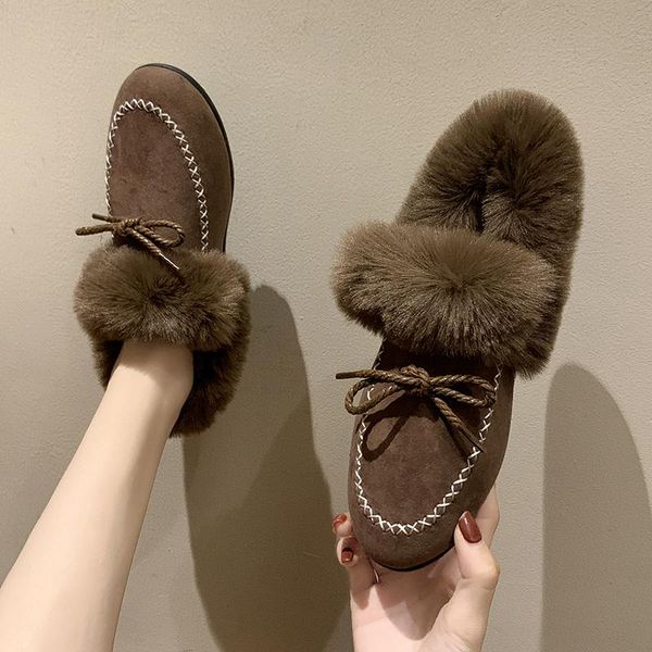 

snow boots woman 2020 new fashion korean suede plush flat shoes, Black