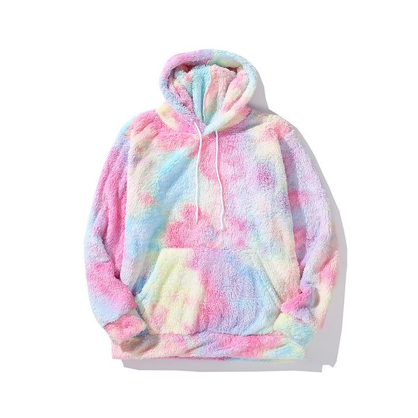 

2021 and autumn new custom winter fashion street idle lambswool style loose tie-dyed hoodie attacked male sweater n9xy, Black;brown