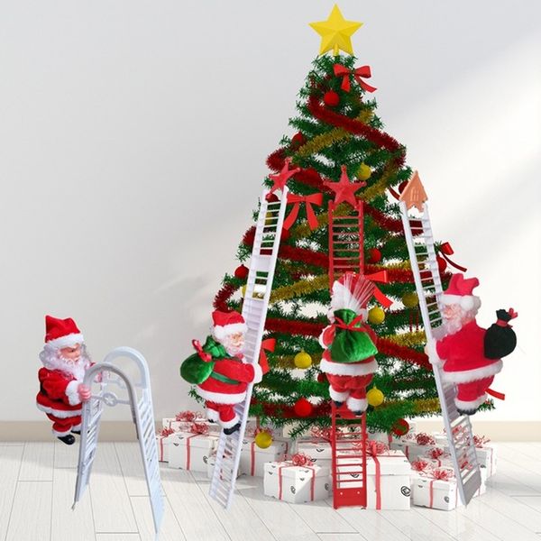 

christmas decorations window red ladder santa claus home children's gifts toys