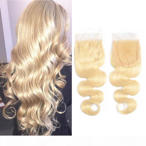 

peruvian virgin hair 613 color body wave 4*4 lace closure with baby hair products 4x4 closure human hair, Black