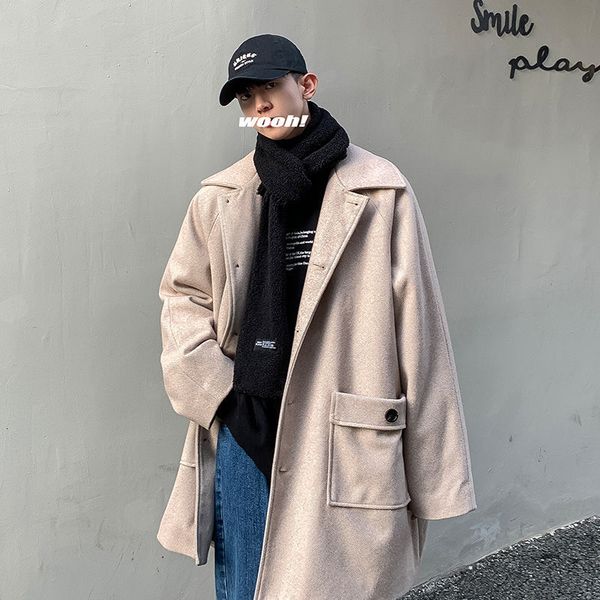 

spring 2021 men's thin new mid-length jacket young male clothes w89k, Tan;black