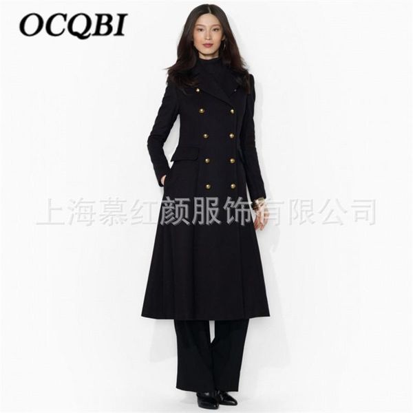 

winter casual fashion women long wool coat elegant double breasted slim clothing plus size black coats
