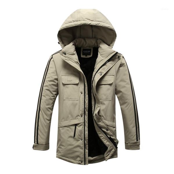 

men's down & parkas men's casual cotton-padded jacket winter velvet solid color coat fashion hooded cotton suit1, Black
