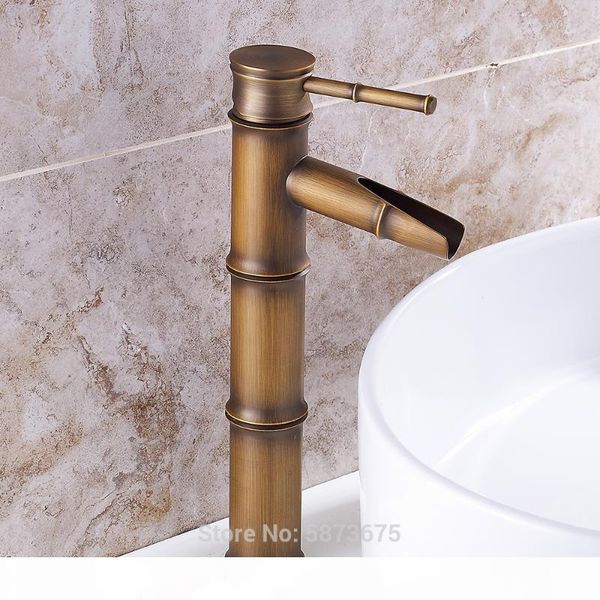 

черный античный ретро одно отверстие бассейна кран медный цвет латуни водопад ванной бассейна кран судно длиной бамбуковые