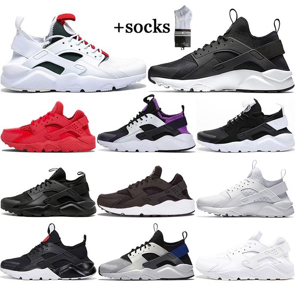 

with socks huarache run ultra running shoes for men women triple black white red pink breathable mens trainer sports sneakers 36-45