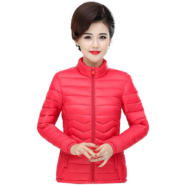 

2021 winter women parker new middle-aged mother jacket slim-fit lightweight short bown female coat plus size cotton a81 j923, Black