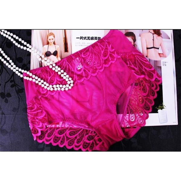 

as11 full lace with big size underwears women lingerie hollow peacock pattern transparent women panties -3xl, Black;pink