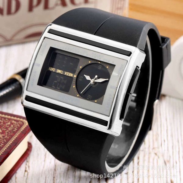 

aosheng dual movement led ohsen / luminous sports watch dual display multi-functional waterproof men's student watch, Slivery;brown