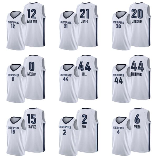 

таможенные изделия в стиле города 2020 12 morant 21 джонс 20 джексон 0 melton 44 hill 15 clarke 2 bell 17 valanciunas 6 миль баскетбол джерс, Black;red