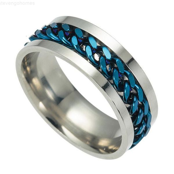 

high-end boutique men's stainless steel gold black new silver chain rotatable ring finger tide personality 5 colors