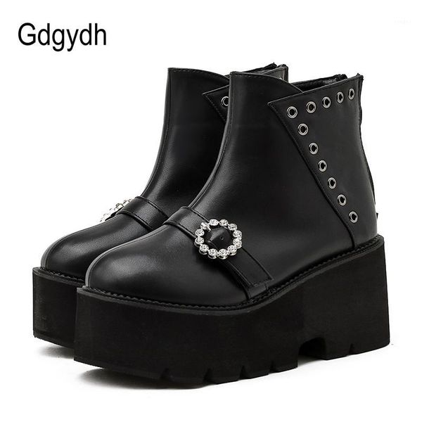 

boots gdgydh rivets women shoes thick heels rhinestone platform heel female footwear for pary black punk style discount1