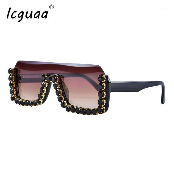 

square 2020 sunglasses women crystal women designer diamond sun glasses rhinestone eyeglasses for female male uv4001, White;black