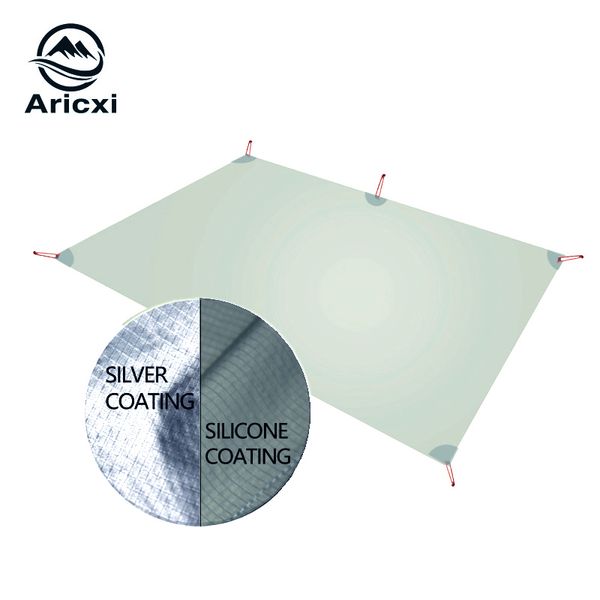 Aricxi Ultralight Tarp Легкий мини миниин Sun Haitter Camping Mat Tent Plearprint 15D нейлоновая силиконовая серебряное покрытие ENDA PARA CARRO Q0109