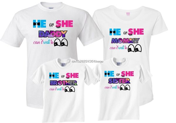 

he or she cant wait to see gender reveal family funny matching cute t-shirts sport hooded sweatshirt hoodie