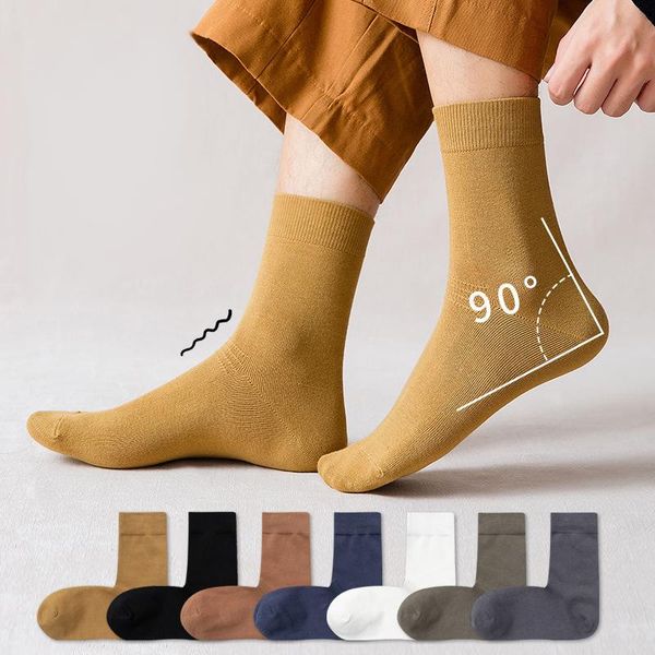 

men's socks fashion men 1 pairs 2021 autumn winter business cotton breathable long elastic wild motion, Black