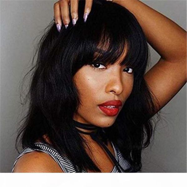 

nice looking unprocessed virgin remy raw human hair natural wave natural color medium full front lace wig for women, Black;brown