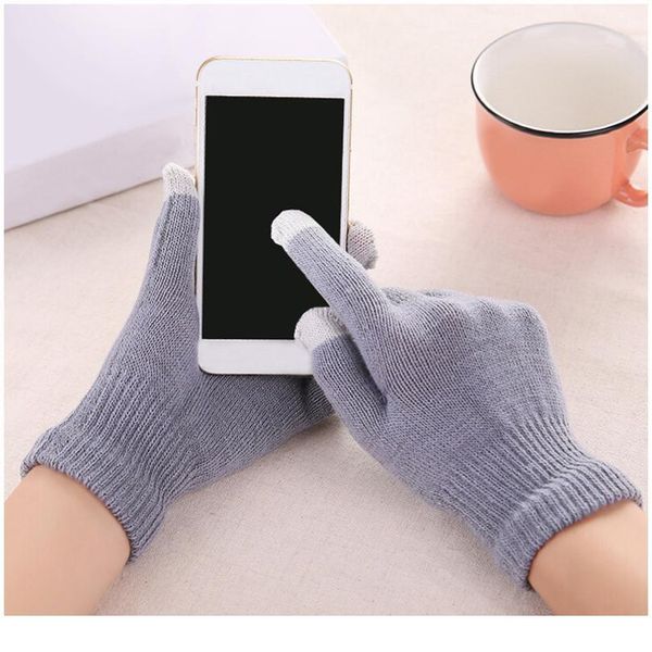 

women men touch screen winter wrist gloves warm mittens solid color cotton warmer smartphones driving glove luva jllomc, Black