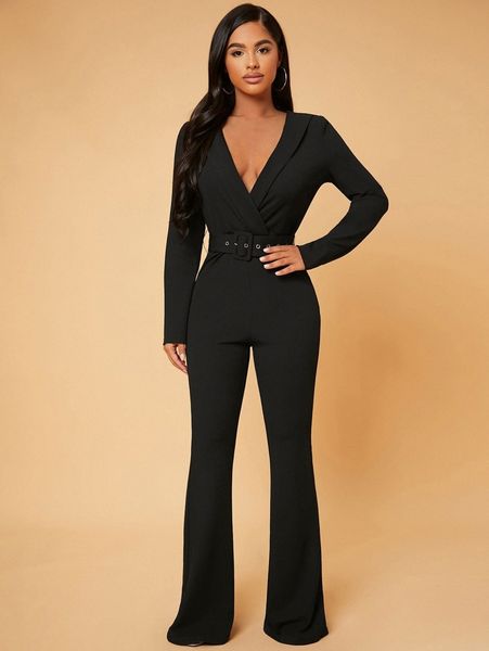 

sxy cross wrap buckle belted jumpsuit 53ye#, White