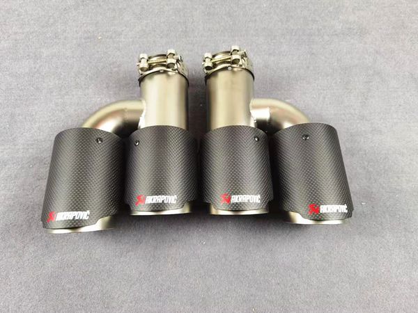 

1 pair double tube h style matte carbon fiber exhaust muffler pipes for universal car rear exhausts