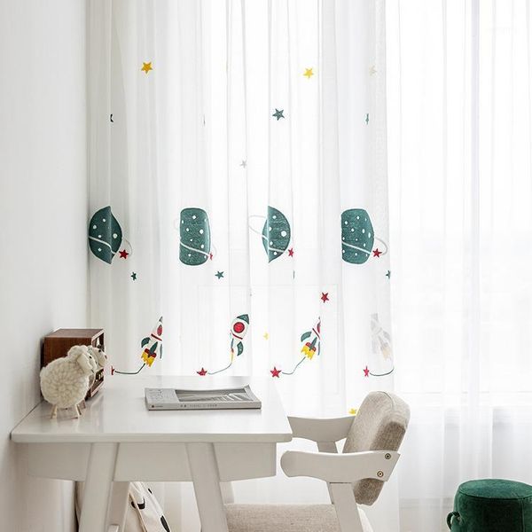 

curtain & drapes modern curtains for living dining room bedroom cartoon children's space cotton and linen embroidered tulle curtains1