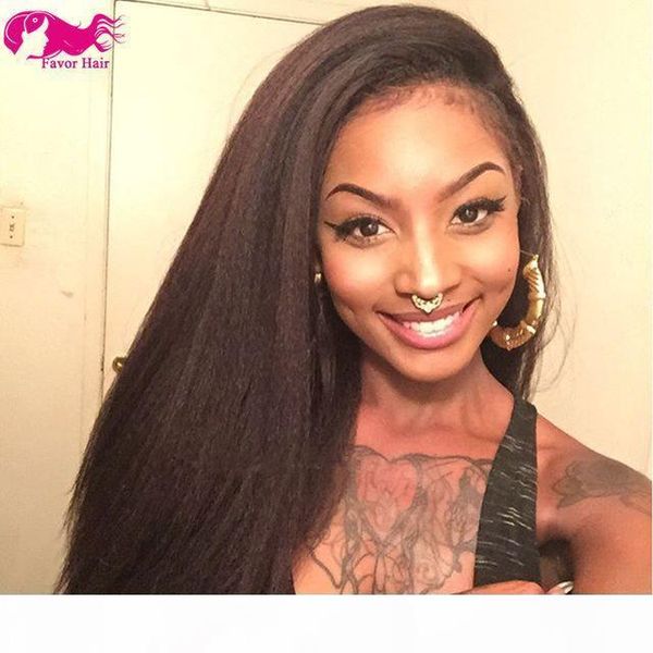 

brazilian kinky straight 130% density front lace human hair wigs remy hair full lace wigs with baby hair for black women, Black;brown