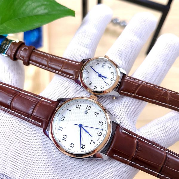 

couple watch 2021 new fashion quartz watch designer multi-function calendar waterproof watch luxury leisure sports couple belt watches 672, Slivery;brown