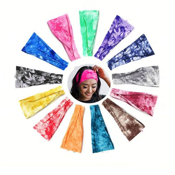 

women tie dyeing sports headband cotton sweat sweatband headband ladies sports yoga sweatband gym stretch headband wq693, Slivery;white