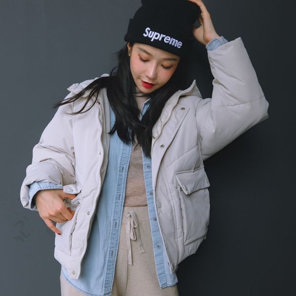 

short women winter jacket cotton padded warm thicken loose casual ladies coats parka womens jackets, Black